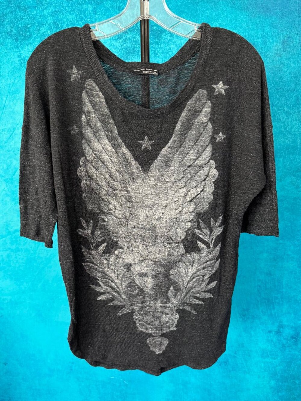 ZARA W&B Collection 3/4 sleeve top retro boho rocker-chic style